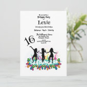 16thバースデーパーティーティーン踊り カラフル 招待状 (スタンド正面)