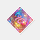 16thバースデーパーティー金ゴールドピンクグリッターディスコボール スタンダードカクテルナプキン (角)