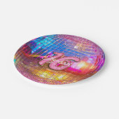 16thバースデーパーティー金ゴールドピンクグリッターディスコボール ペーパープレート (アングル)