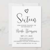 16thバースデーパーティー16歳誕生日ガールボーイ 招待状 (正面)