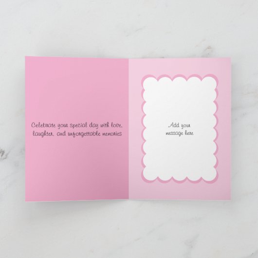 16th素晴らしい名前ピンクの誕生日の写真 カード (内部)