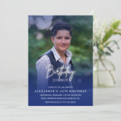 16th誕生日の招待誕生日ディナーフォトメンズ 招待状 (スタンド正面)