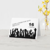 16th誕生日カードの歓声の群衆。 カード (黄色い花)