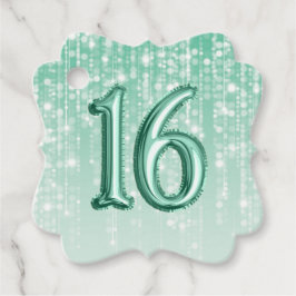 16th誕生日グリーンフォイルバルーントゥインクルライト フェイバータグ