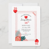 16th誕生日ハートズスウィート16 招待状 (正面)
