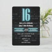 16th誕生日パーティネオンサインオンブリック 招待状 (スタンド正面)