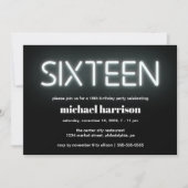 16th誕生日パーティネオンライト 招待状 (正面)