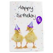 16th誕生日パーティーアヒル（気球） ミディアムペーパーバッグ (正面)