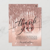 16th誕生日パーティーバラ金ゴールドありがとうはがき ポストカード (正面/裏面)