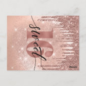 16th誕生日パーティーバラ金ゴールドありがとうはがき ポストカード (裏面)