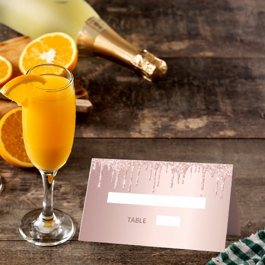 16th誕生日パーティーバラ金ゴールドグリッターピンクのスパークル プレイスカード