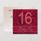 16th誕生日パーティーバラ 招待状 (正面/裏面)
