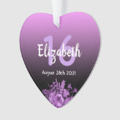 16th誕生日パーティーパープルブラックグラデーション名 オーナメント (正面)