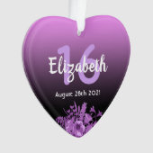 16th誕生日パーティーパープルブラックグラデーション名 オーナメント (正面)