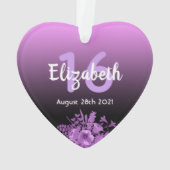 16th誕生日パーティーパープルブラックグラデーション名 オーナメント (裏面)