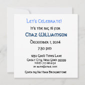 16th誕生日パーティーブルーキャンドルストライプのリサイクル 招待状 (裏面)