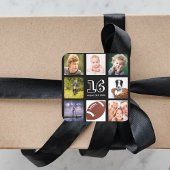 16th誕生日パーティー写真コラージュ男の子ブラック スクエアシール