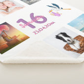 16th誕生日フォトコラージュ甘い16白 シェルパブランケット (3/4)