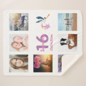 16th誕生日フォトコラージュ甘い16白 シェルパブランケット (正面(横))