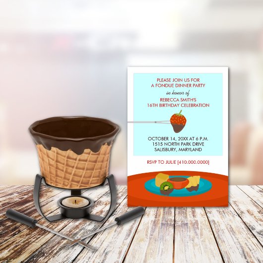 16th誕生日フォンデューディナーパーティの招待状 招待状