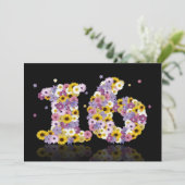 16th Birthdayパーティー、花の文字 招待状 (スタンド正面)