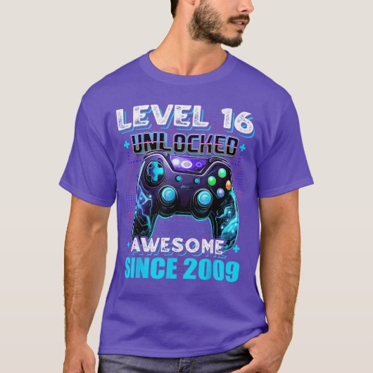 16th Birthday Boy Level 16 Gamer 16 Year Video Gam Tシャツ (正面)