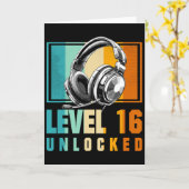 16th Birthday Boy Video Gamer Level 16 Unlocked Bo カード (黄色い花)