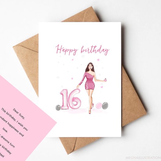 16th birthday card, ノートカード