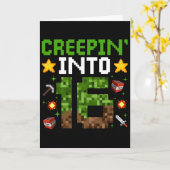 16th Birthday Gamer Pixel Creepin’ Into 16 Video G カード (黄色い花)
