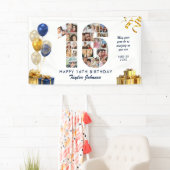 16th Birthday Number 16 Photo Collage White Gold 横断幕 (インサイチュ)