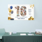 16th Birthday Number 16 Photo Collage White Gold 横断幕 (トレードショー)