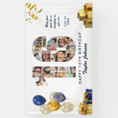 16th Birthday Number 16 Photo Collage White Gold 横断幕 (縦)