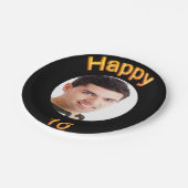 16th birthday partyブラック金ゴールド写真 ペーパープレート (アングル)