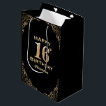 16th Birthday Partyブラック&金ゴールドグリッター枠 ミディアムペーパーバッグ<br><div class="desc">16th Birthday Partyブラックと金ゴールドグリッターフレーム抱き枕。さらにカスタマイクリックズを行う場合はカスタマイズ、「IT」ボタンをクリックし、このテンプレートを変更するためにデザインツールを使用する。</div>