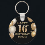16th Birthday Partyブラック&金ゴールドバルーン キーホルダー<br><div class="desc">16th Birthday Partyブラックと金ゴールドバルーンと紙吹雪キーチェーン。さらにカスタマイクリックズを行う場合はカスタマイズ、「IT」ボタンをクリックし、このテンプレートを変更するためにデザインツールを使用する。</div>