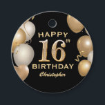 16th Birthday Partyブラック&金ゴールドバルーン フェイバータグ<br><div class="desc">16thバースデーパーティーブラックと金ゴールドバルーンと紙吹雪メッセージカード。さらにカスタマイクリックズを行う場合はカスタマイズ、「IT」ボタンをクリックし、このテンプレートを変更するためにデザインツールを使用する。</div>