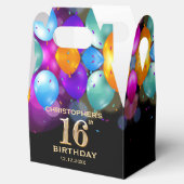 16th Birthday Partyブラック&金ゴールドバルーン フェイバーボックス (オープン)