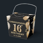 16th Birthday Partyブラック&金ゴールドバルーン フェイバーボックス<br><div class="desc">16th誕生日パーティブラックと金ゴールドバルーンと紙吹雪の好意ボックス。さらにカスタマイクリックズを行う場合はカスタマイズ、「IT」ボタンをクリックし、このテンプレートを変更するためにデザインツールを使用する。</div>