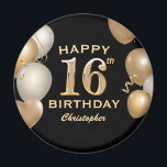 16th Birthday Partyブラック&金ゴールドバルーン マグネット<br><div class="desc">16th Birthday Partyブラックと金ゴールドバルーンと紙吹雪マグネット。さらにカスタマイクリックズを行う場合はカスタマイズ、「IT」ボタンをクリックし、このテンプレートを変更するために当社のデザインツールを使用する。</div>