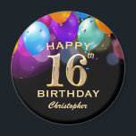 16th Birthday Partyブラック&金ゴールドバルーン マグネット<br><div class="desc">16th Birthday Partyブラックと金ゴールドバルーンカラフルと紙吹雪マグネット。さらにカスタマイクリックズを行う場合はカスタマイズ、「IT」ボタンをクリックし、このテンプレートを変更するために当社のデザインツールを使用する。</div>