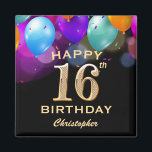 16th Birthday Partyブラック&金ゴールドバルーン マグネット<br><div class="desc">16th Birthday Partyブラックと金ゴールドバルーンカラフルと紙吹雪マグネット。さらにカスタマイクリックズを行う場合はカスタマイズ、「IT」ボタンをクリックし、このテンプレートを変更するために当社のデザインツールを使用する。</div>
