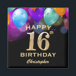 16th Birthday Partyブラック&金ゴールドバルーン マグネット<br><div class="desc">16th Birthday Partyブラックと金ゴールドバルーンカラフルと紙吹雪マグネット。さらにカスタマイクリックズを行う場合はカスタマイズ、「IT」ボタンをクリックし、このテンプレートを変更するために当社のデザインツールを使用する。</div>