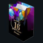 16th Birthday Partyブラック&金ゴールドバルーン ミディアムペーパーバッグ<br><div class="desc">16thバースデーパーティーブラックと金ゴールドカラフルバルーンと紙吹雪抱き枕。さらにカスタマイクリックズを行う場合はカスタマイズ、「IT」ボタンをクリックし、このテンプレートを変更するために当社のデザインツールを使用する。</div>