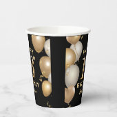 16th Birthday Partyブラック&金ゴールドバルーン 紙コップ (左)