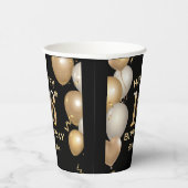 16th Birthday Partyブラック&金ゴールドバルーン 紙コップ (右)