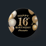 16th Birthday Partyブラック&金ゴールドバルーン 缶バッジ<br><div class="desc">16thバースデーパーティーブラックと金ゴールドバルーンと紙吹雪ボタン。さらにカスタマイクリックズを行う場合はカスタマイズ、「IT」ボタンをクリックし、このテンプレートを変更するために当社のデザインツールを使用する。</div>