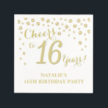 16th Birthday Partyホワイトダイヤモンドと金ゴールド スタンダードカクテルナプキン<br><div class="desc">白と金ゴールドのダイヤモンド背景と16thバースデーパーティーグリッター招待。金ゴールド紙吹雪。子供の誕生日。男の子または女の子の誕生日。さらにカスタマイクリックズを行う場合はカスタマイズ、「IT」ボタンをクリックし、このテンプレートを変更するために当社のデザインツールを使用する。</div>