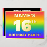 16th Birthday Party:おもしろい、レインボーカラフルパターン 箔招待状<br><div class="desc">このおもしろい16枚目の誕生祝いフォイル招待カードデザインの正面には、編集可能な名前、多数の「16th」、メッセージ「BIRTHDAY PARTY!」、およびと縁どある。フロントの背景は、上向き、カラフル、虹のスペクトルのグラデーショインスパイアンパターンを持つ。背面にはパーソナライズされた、日付、時刻、会場/場所、その他の重要な情報など、イベントに関する詳細が表示される。これらのパーソナライズされた招待状は、誰かの16歳の誕生日を祝って開催される誕生日パーティーや集まりに招待状ゲストをおもしろいする方法かもしれない。[～Z0000599]</div>