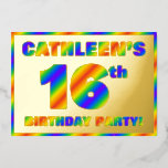 16th Birthday Party —おもしろい、レインボースペクトル「16」 箔招待状<br><div class="desc">このアップビート16歳の誕生日パーティーフォイルの招待状の前には、編集可能な名前、多数の"16th"、メッセージ"BIRTHDAY PARTY!"とは、すべて縁ど鮮やか、色の虹色のスペクトラムのグラデーションを特徴とするメッセージが含ま数々のインスパイア。背面にはパーソナライズされた、日付、時刻、場所/場所、その他の重要な情報など、イベントに関する詳細が表示される。16歳の誕生日を祝って行われる誕生日パーティーにパーソナライズされたは、これらの招待状のようなエキサイティングで喜ばしい、楽しい招待状が使用されるかもしれない。[～Z0000593]</div>