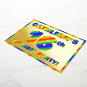 16th Birthday Party —おもしろい、レインボースペクトル「16」 箔招待状 (回転した状態)